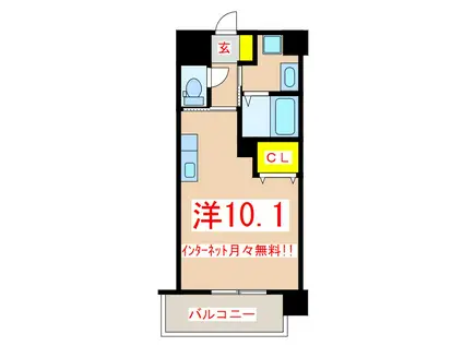 サンハイツ中洲通(ワンルーム/2階)の間取り写真