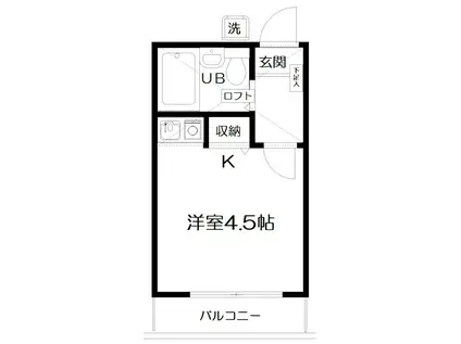 グランドール調布(ワンルーム/2階)の間取り写真