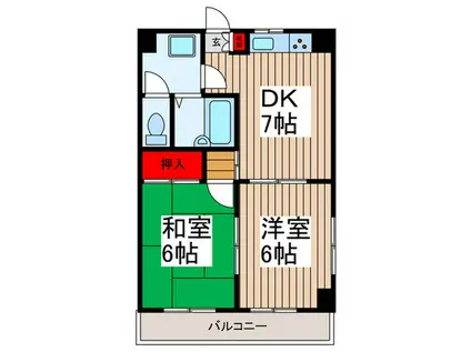 セントラルハイツ(2DK/4階)の間取り写真