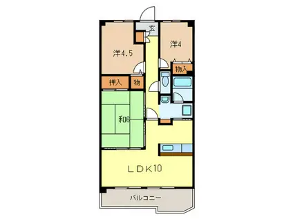 ウェルフェア明石(3LDK/4階)の間取り写真