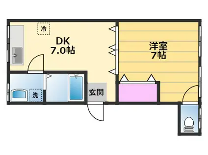 マンション寿B棟(1DK/3階)の間取り写真