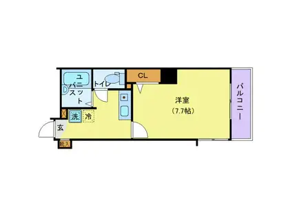 ベルシティ五橋(1K/4階)の間取り写真