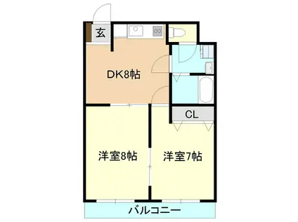 プライムガーデン(2DK/3階)の間取り写真