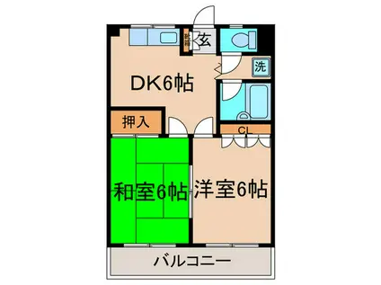 パークハイム12(2DK/1階)の間取り写真