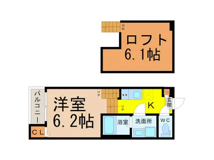 メサージュ八反(1SK/1階)の間取り写真