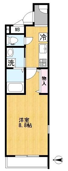 フォグラッドリバーゲート(1K/3階)の間取り写真