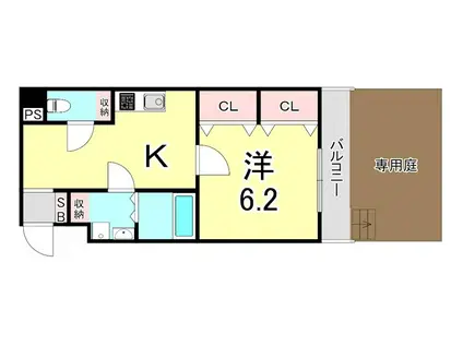 マリス神戸(1K/1階)の間取り写真