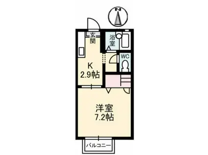 カーサセレーノ(1K/2階)の間取り写真