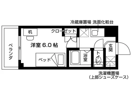 ロータス西千葉(1K/4階)の間取り写真
