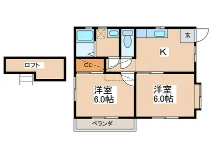 Gハウス(2K/2階)の間取り写真