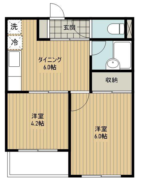 スカイ狭山市(2DK/1階)の間取り写真