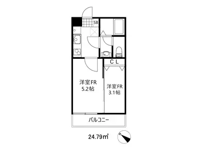ベース青木(1DK/1階)の間取り写真