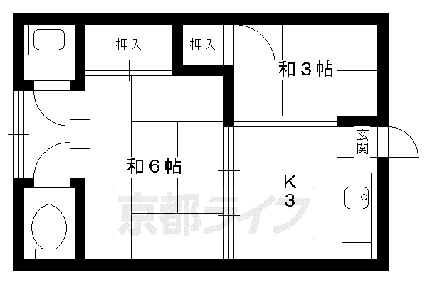 第二椿荘(2K/2階)の間取り写真