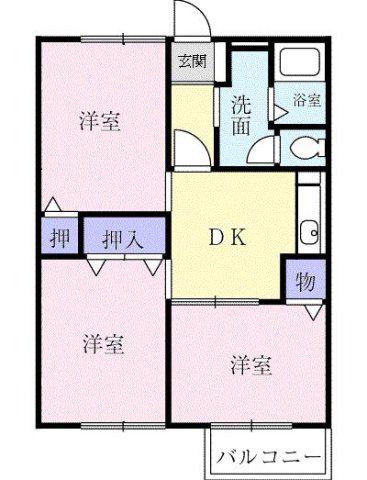 エクセルタウンI(3DK/2階)の間取り写真