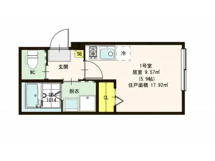 ノリス大島(ワンルーム/2階)の間取り写真