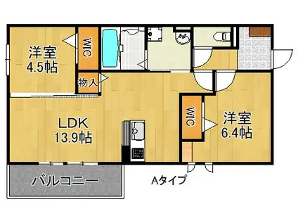 GRANDEL A棟B棟(2LDK/1階)の間取り写真