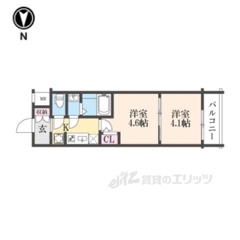エステムコート京都二条(2K/7階)の間取り写真