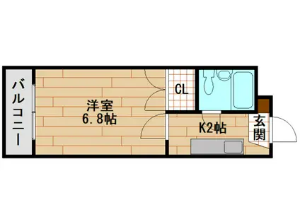 リバージュ山下(1K/3階)の間取り写真