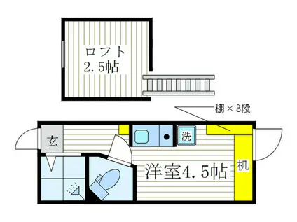 南大泉テラスハウス(ワンルーム/2階)の間取り写真