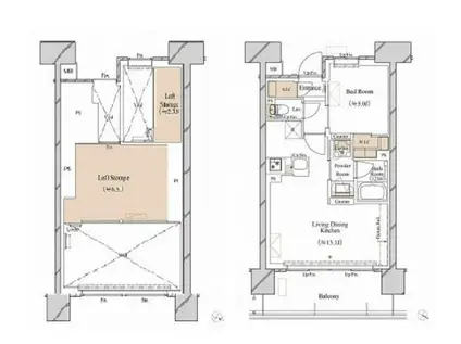 ブランシエスタ新丸子リバーフロ(1LDK/13階)の間取り写真
