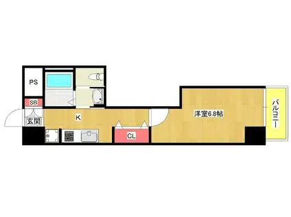 CQレジデンス大阪ウエスト(1K/3階)の間取り写真