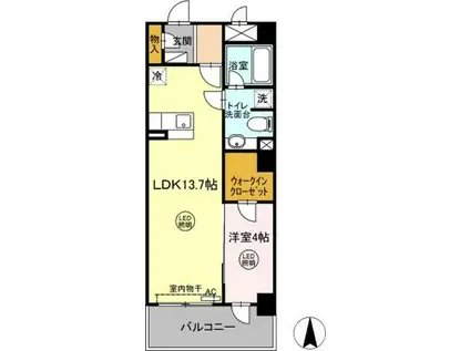 フィーノ武蔵小杉(1LDK/3階)の間取り写真