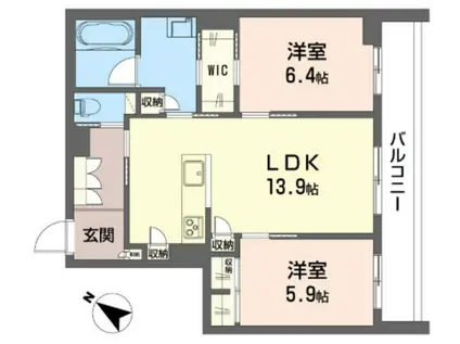 アスターミキ(2LDK/2階)の間取り写真