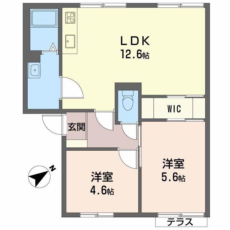 ガーデンハイツ・ヒゴ A棟(2LDK/1階)の間取り写真