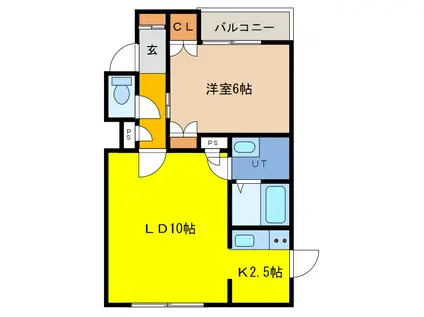 メゾンドGOOSE(1LDK/3階)の間取り写真