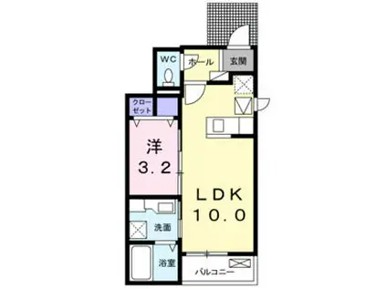 ファミーユ花舎(1LDK/1階)の間取り写真