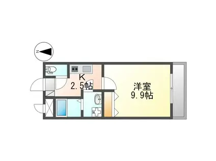 エルシャトー(1K/1階)の間取り写真