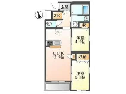 藤沢マンション(2LDK/3階)の間取り写真