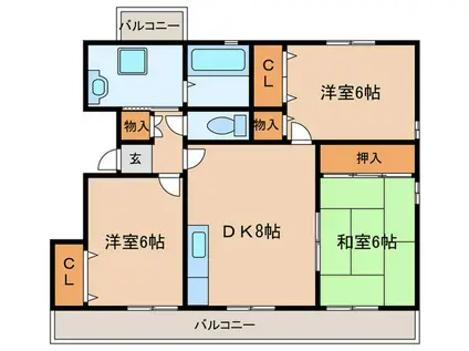 大西ビル(3DK/2階)の間取り写真