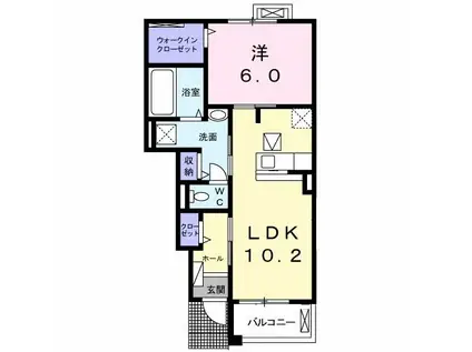 アゼリア月(1LDK/1階)の間取り写真