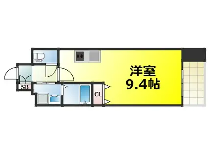 メルディアクレスト難波ソルテラス(ワンルーム/13階)の間取り写真