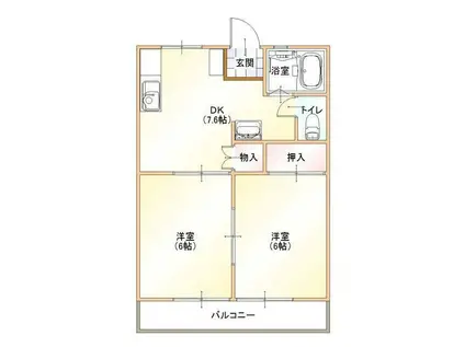 第3くぬぎハイツ(2DK/2階)の間取り写真