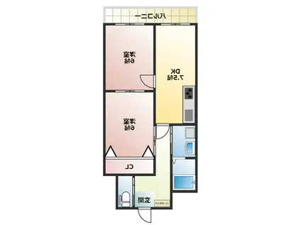 オリブマンション(2DK/3階)の間取り写真