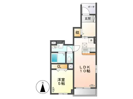 フラワー Ⅰ(1LDK/1階)の間取り写真