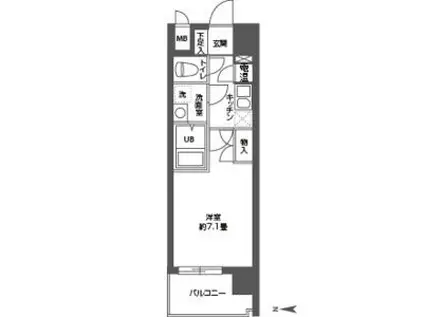 CASSIA高井田 サウス COURT(1K/8階)の間取り写真