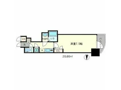 アドバンス心斎橋ラシュレII(1K/9階)の間取り写真