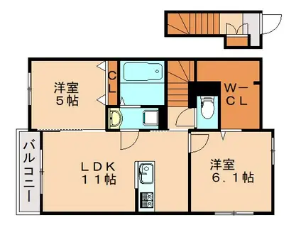 スィート・フィオーレAI II(2LDK/2階)の間取り写真