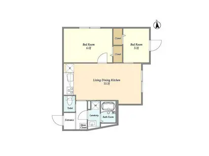 ウェルスクエア永福町(2LDK/3階)の間取り写真