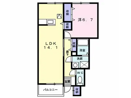 イストワールA(1LDK/1階)の間取り写真