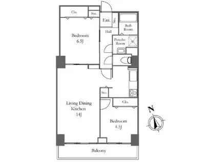 リバーシティ21新川(2LDK/21階)の間取り写真