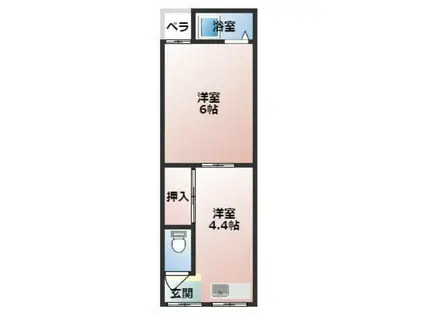 田倉文化(2K/2階)の間取り写真