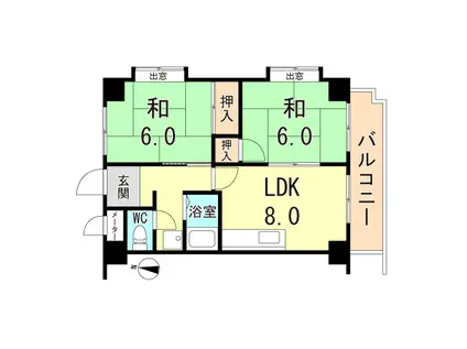 アビタシオン中崎(2LDK/4階)の間取り写真