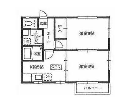 ハイセラコーポ(2K/2階)の間取り写真