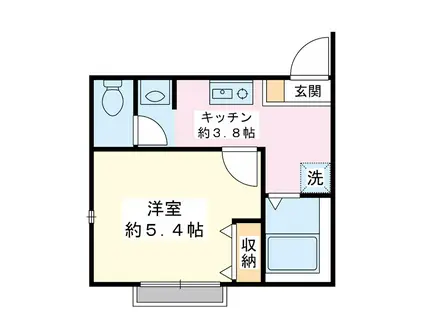 FULL BLOOM(1K/1階)の間取り写真