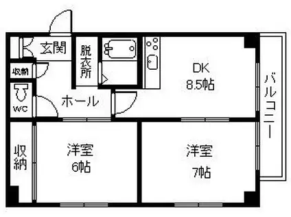 ESY旭川(2DK/6階)の間取り写真
