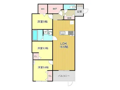 PLUME葛野三条(3LDK/1階)の間取り写真